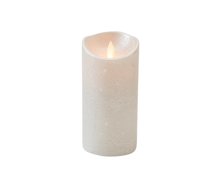 Kaars bew.vlam wax 15x7.5cm zilver