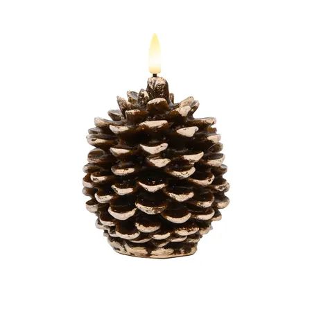 Anna's Collection LED kaars dennenappel bruin 10 x 8.5 cm