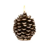 Anna's Collection LED kaars dennenappel bruin 12.5 x 10.5 cm - afbeelding 1