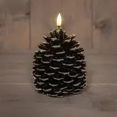Anna's Collection LED kaars dennenappel bruin 12.5 x 10.5 cm - afbeelding 2