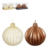 Kaars kerstbal wit koper (1 stuk, div. soorten) 2 stuks - h7,5xd7,5cm