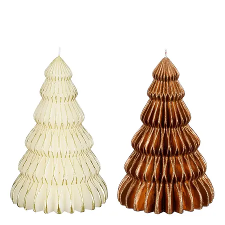 Kaars kerstboom wit koper (1 stuk, div. soorten) - h18xd11cm