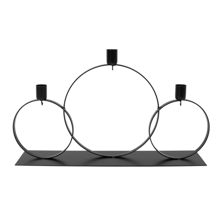 Kandelaar 3-ring + hook B 40 x H 25 cm black - afbeelding 2