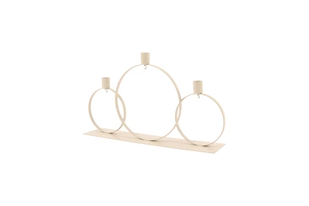 Kandelaar 3-ring + hook B 40 x H 25 cm woolwhite - afbeelding 1