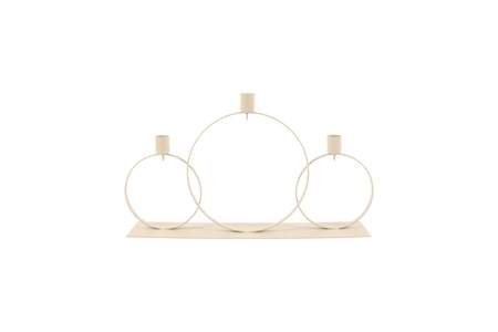 Kandelaar 3-ring + hook B 40 x H 25 cm woolwhite - afbeelding 2