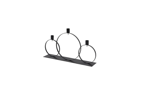 Kandelaar 3-ring met haak - B40xH25cm Zwart - afbeelding 1