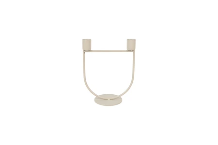 Kandelaar metaal 2xdiner 14 x 8 x H 17,5 cm woolwhite