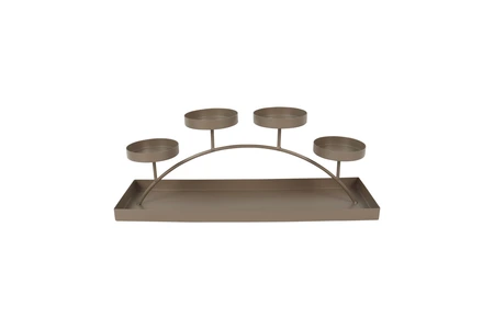 Kandelaar metaal 4xstomp 40 x 12 x H 15 cm clay