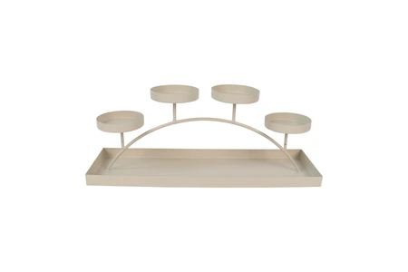 Kandelaar metaal 4xstomp 40 x 12 x H 15 cm woolwhite