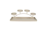 Kandelaar metaal 4xstomp 40 x 12 x H 15 cm woolwhite