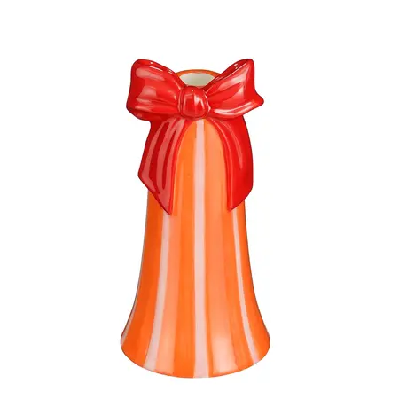 Kandelaar strik oranje - h19,5xd9,5cm