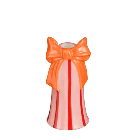 Kandelaar strik roze - h17xd8cm
