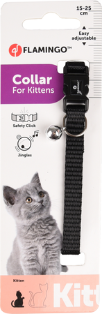 Kat Halsband voor kittens Ziggi Zwart 15-22cm 10mm - afbeelding 2