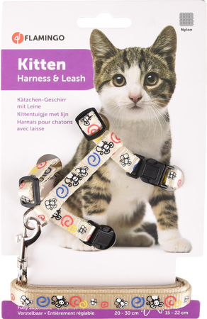 Kat Harnas met looplijn voor kittens Topo Wit 15-22cm 20-30cm 12 - afbeelding 2