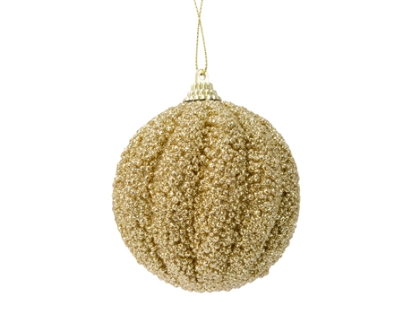 Decoris kerstbal gemaakt van schuim lichtgoud rond 8 cm - afbeelding 1