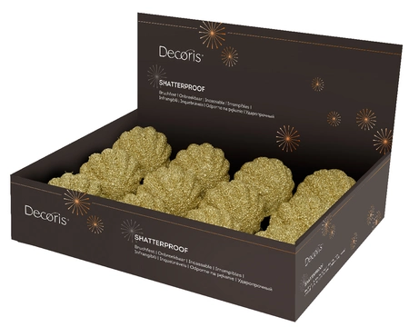 Decoris kerstbal gemaakt van schuim lichtgoud rond 8 cm - afbeelding 2