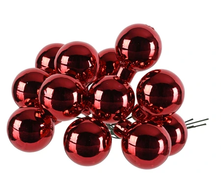 Kerstbal glas d2.5cm kerstrood 12st - afbeelding 3