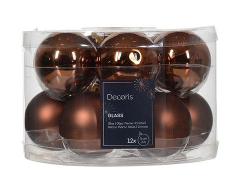 Decoris kerstbal gemaakt van glas espresso 5 cm - afbeelding 1