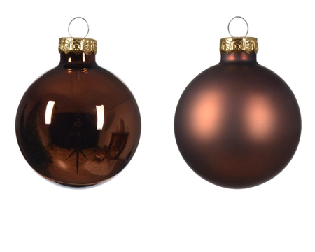 Decoris kerstbal gemaakt van glas espresso 5 cm - afbeelding 2