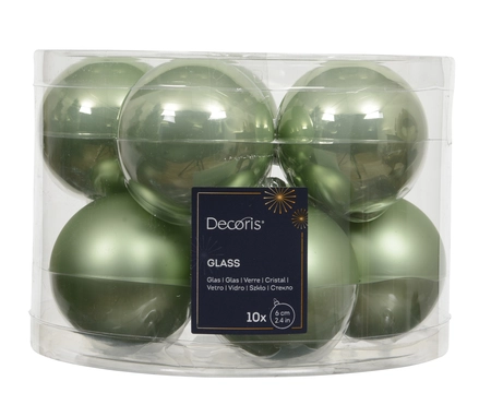 kerstbal glas d6cm grn 10st - afbeelding 1