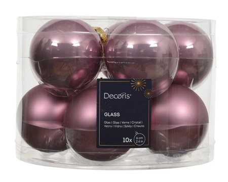 Kerstbal glas d6cm vintge roze 10st - afbeelding 1