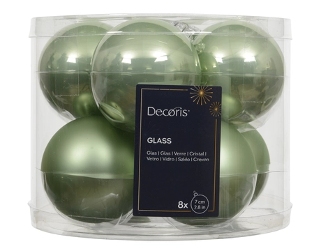 kerstbal glas d7cm matcha green 8st - afbeelding 1