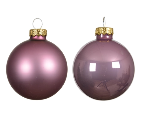 Kerstbal glas d7cm vintage roze 8st - afbeelding 2