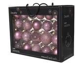 Kerstbal glas d7cm vintge roze 42st