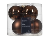 Kerstbal glas d8cm espresso ass 6st - afbeelding 1