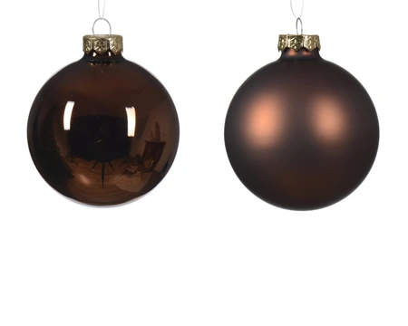 Kerstbal glas d8cm espresso ass 6st - afbeelding 2