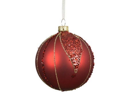 Kerstbal glas d8cm kerstrood
