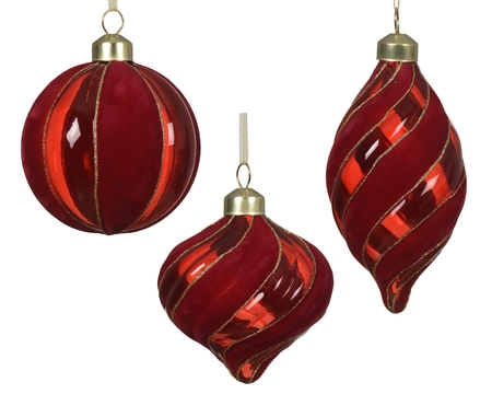 Kerstbal glas d8cm kerstrood a3 - afbeelding 1