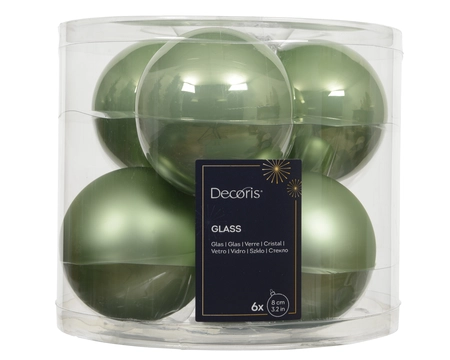 kerstbal glas d8cm matcha green 6st - afbeelding 1