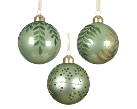 Kerstbal glas d8cm matcha green a3 - afbeelding 1