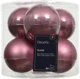 Kerstbal glas d8cm vintage roze 6st