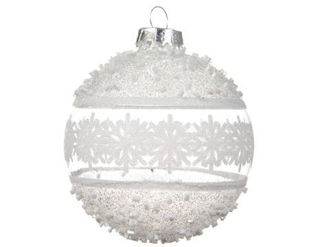 Kerstbal glas d8cm zilver - afbeelding 1