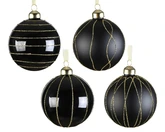 Kerstbal glas d8cm zwart a4 - afbeelding 1