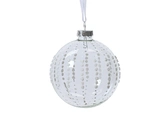 Decoris gedecoreerde glazen kerstbal helder rond 8 cm - afbeelding 1