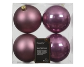 kerstbal kunststof d10cm pnk 4st - afbeelding 1