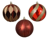 Kerstbal kunststof d10cm rd/gd a3 - afbeelding 1