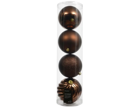 kerstbal kunststof d14cm espresso 4st - afbeelding 1