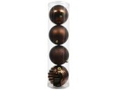 kerstbal kunststof d14cm espresso 4st - afbeelding 1