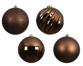 kerstbal kunststof d14cm espresso 4st - afbeelding 3