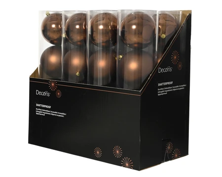 kerstbal kunststof d14cm espresso 4st - afbeelding 2