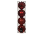 Kerstbal kunststof d14cm kerstrood 4st - afbeelding 1