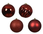 Kerstbal kunststof d14cm kerstrood 4st - afbeelding 3