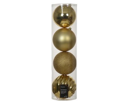 Kerstbal kunststof d14cm licht goud 4st - afbeelding 1