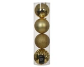Kerstbal kunststof d14cm licht goud 4st - afbeelding 1