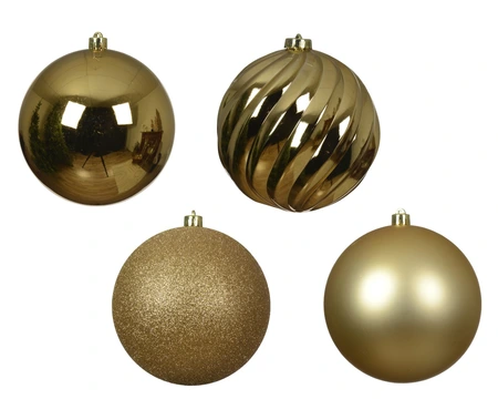 Kerstbal kunststof d14cm licht goud 4st - afbeelding 3