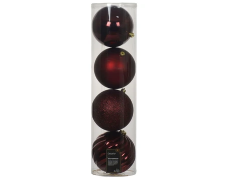 Kerstbal kunststof d14cm obld 4st - afbeelding 1